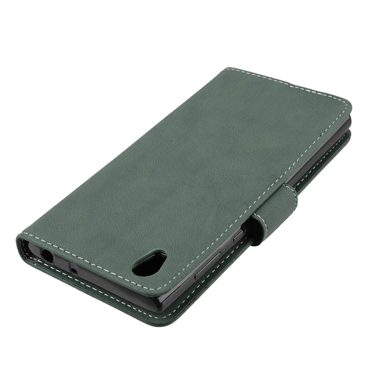 Matte Surface PU Leather Stand Case for Sony Xperia L1 - Green-12
