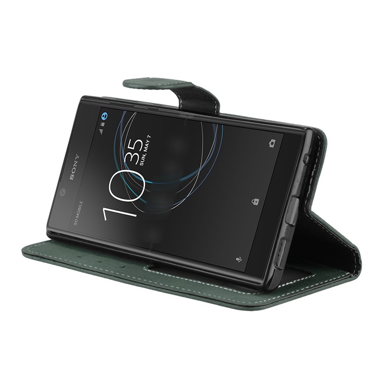 Matte Surface PU Leather Stand Case for Sony Xperia L1 - Green-13