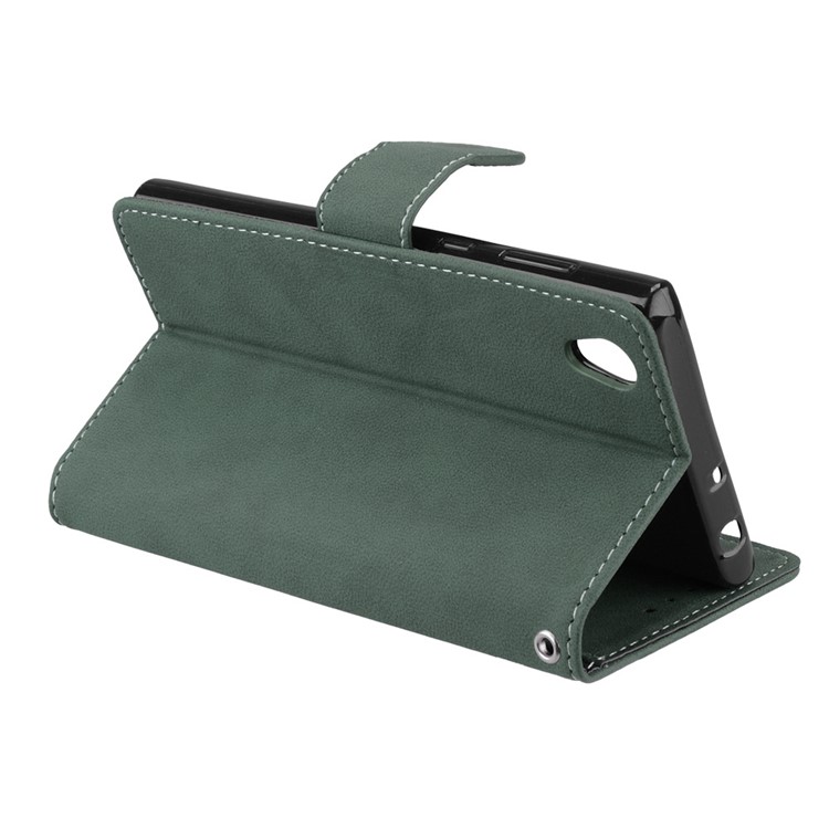 Matte Surface PU Leather Stand Case for Sony Xperia L1 - Green-14
