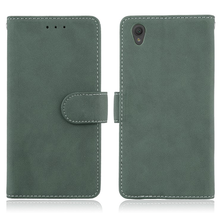 Matte Surface PU Leather Stand Case for Sony Xperia L1 - Green-2