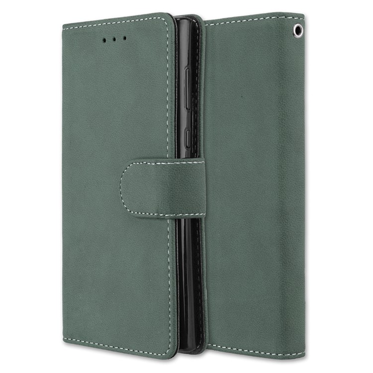 Matte Surface PU Leather Stand Case for Sony Xperia L1 - Green-3