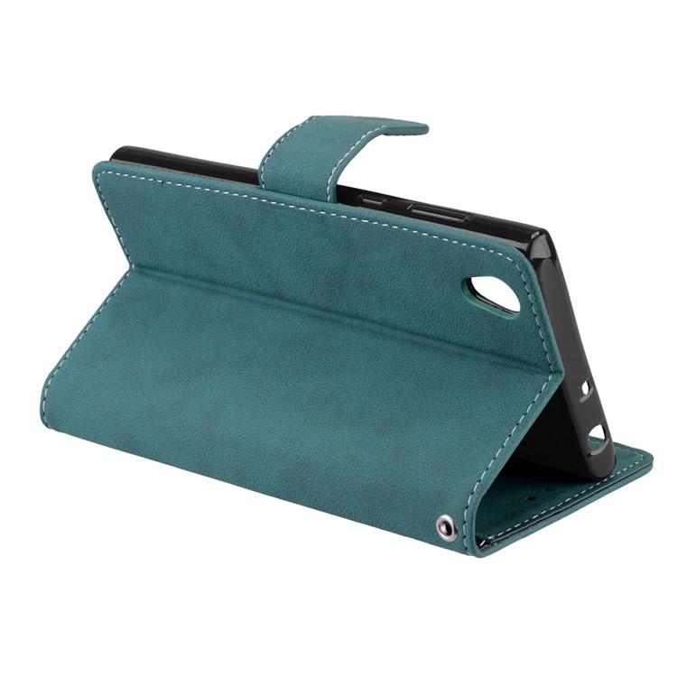 Matte Surface Leather Wallet Case for Sony Xperia L1 - Blue-14