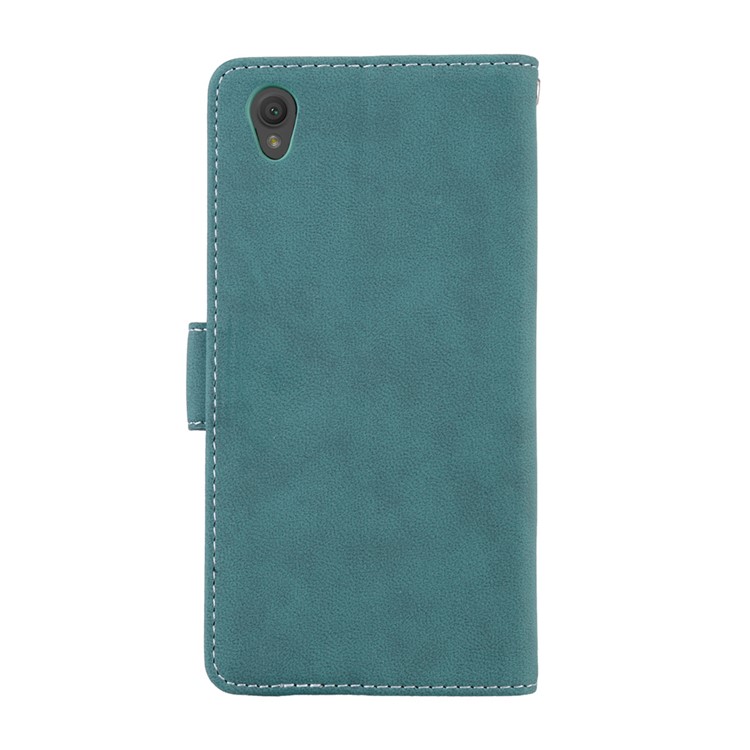 Matte Surface Leather Wallet Case for Sony Xperia L1 - Blue-5