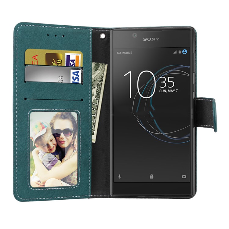 Matte Surface Leather Wallet Case for Sony Xperia L1 - Blue-9