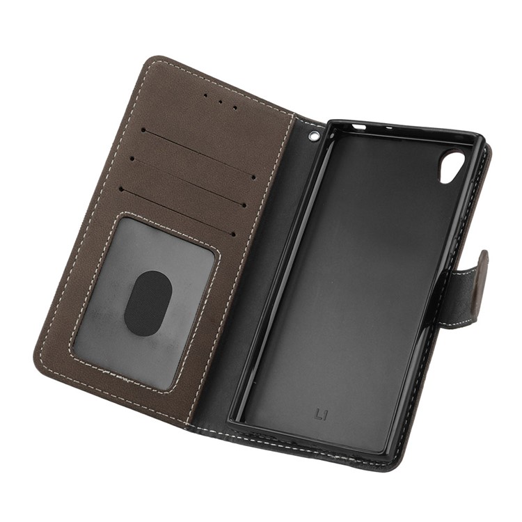 Matte Surface Wallet Leather Stand Case Shell for Sony Xperia L1 - Brown-10