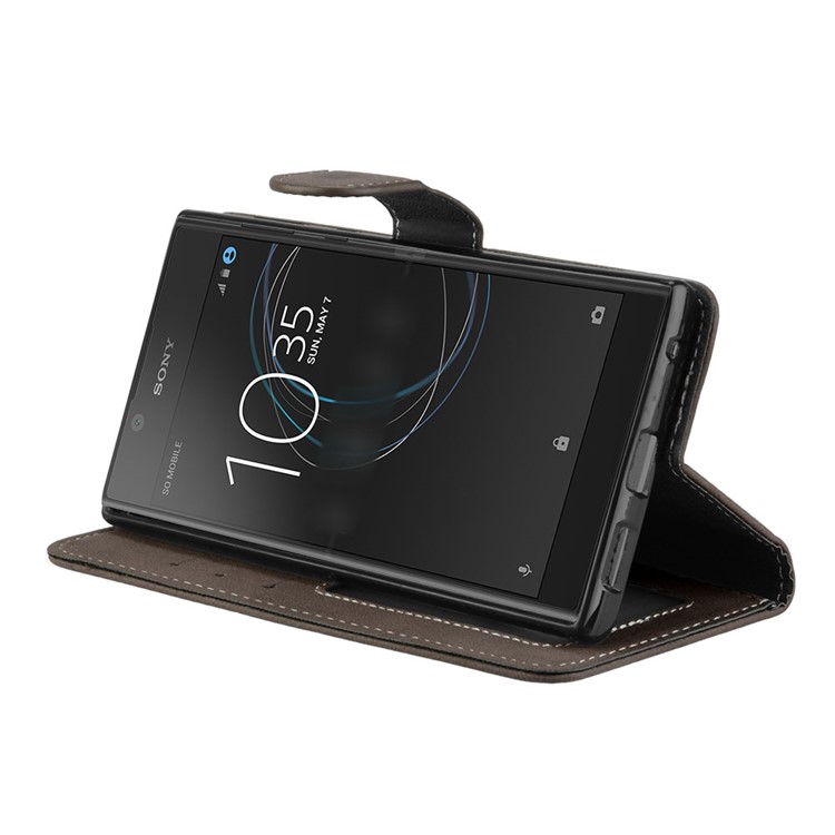 Matte Surface Wallet Leather Stand Case Shell for Sony Xperia L1 - Brown-13