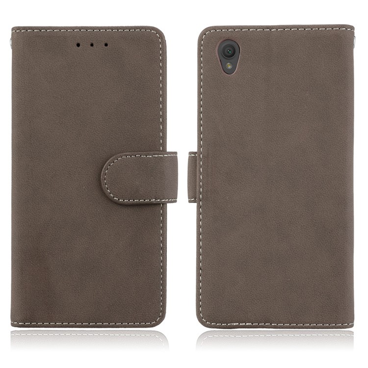 Matte Surface Wallet Leather Stand Case Shell for Sony Xperia L1 - Brown-2