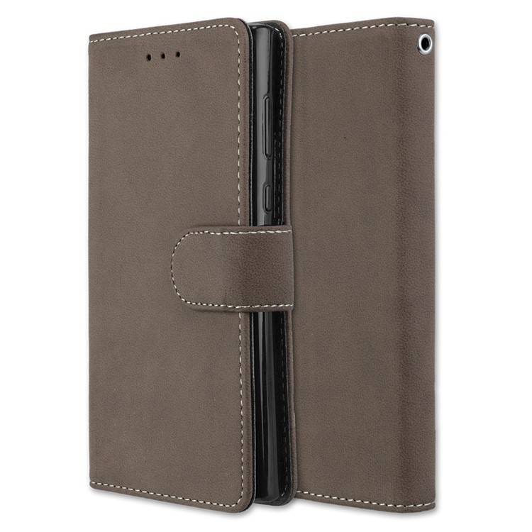 Matte Surface Wallet Leather Stand Case Shell for Sony Xperia L1 - Brown-3