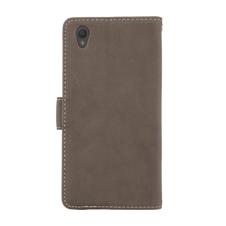 Matte Surface Wallet Leather Stand Case Shell for Sony Xperia L1 - Brown-5