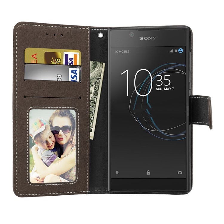 Matte Surface Wallet Leather Stand Case Shell for Sony Xperia L1 - Brown-9