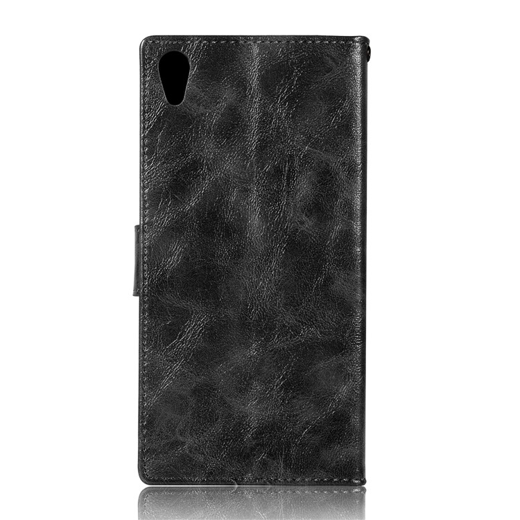 Premium Vintage PU Leather Wallet Stand Cover for Sony Xperia XA1 - Black-3