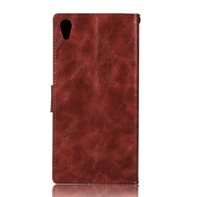 Premium Vintage PU Leather Stand Phone Casing for Sony Xperia XA1 - Wine Red-3