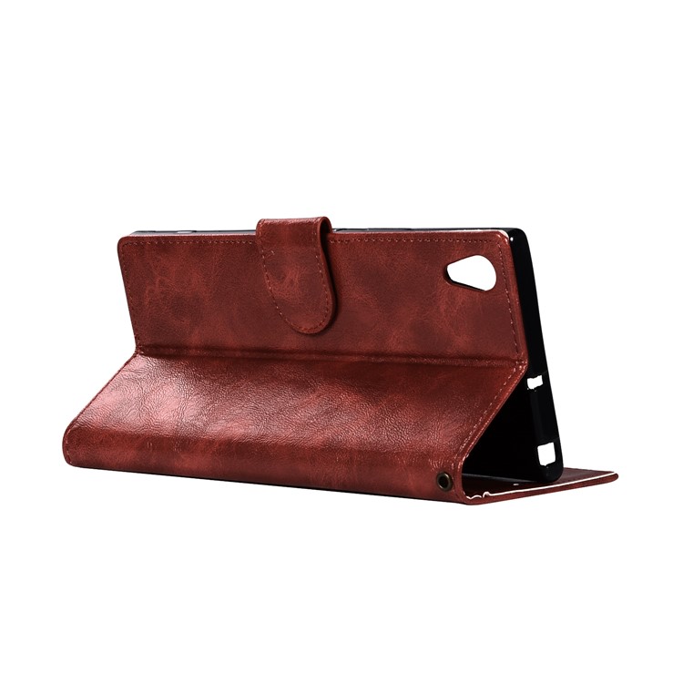 Premium Vintage PU Leather Stand Phone Casing for Sony Xperia XA1 - Wine Red-6