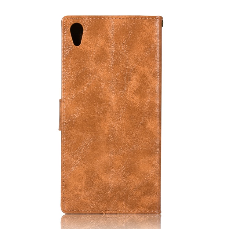 Premium Vintage PU Leather Stand Protection Case for Sony Xperia XA1 - Brown-3