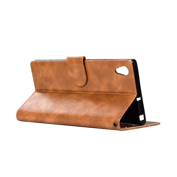 Premium Vintage PU Leather Stand Protection Case for Sony Xperia XA1 - Brown-6