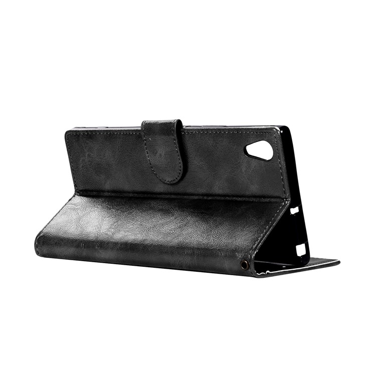 Premium Vintage PU Leather Wallet Case for Sony Xperia XA1 Ultra - Black-6