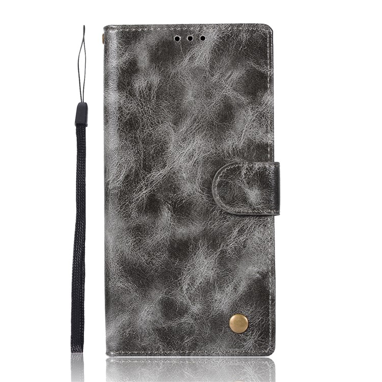 Premium Vintage PU Leather Wallet Cover for Sony Xperia XA1 Ultra - Grey-2