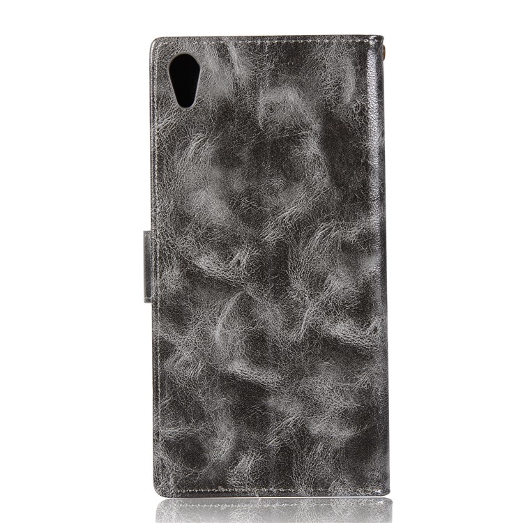 Premium Vintage PU Leather Wallet Cover for Sony Xperia XA1 Ultra - Grey-3