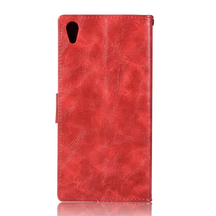 Premium Vintage PU Leather Wallet Cell Phone Case for Sony Xperia XA1 Ultra - Red-3