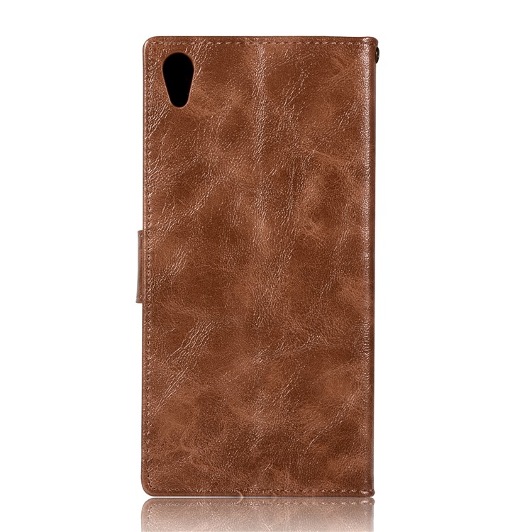 Premium Vintage PU Leather Wallet Protective Case for Sony Xperia XA1 Ultra - Coffee-3