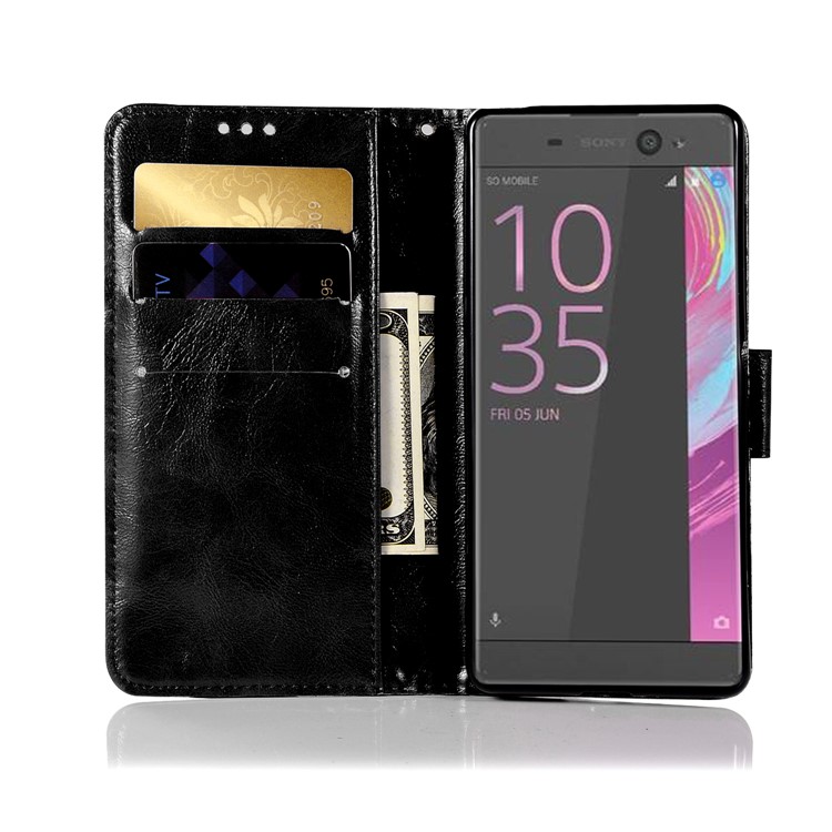 Premium Vintage PU Leather Wallet Case for Sony Xperia L1 - Black-4