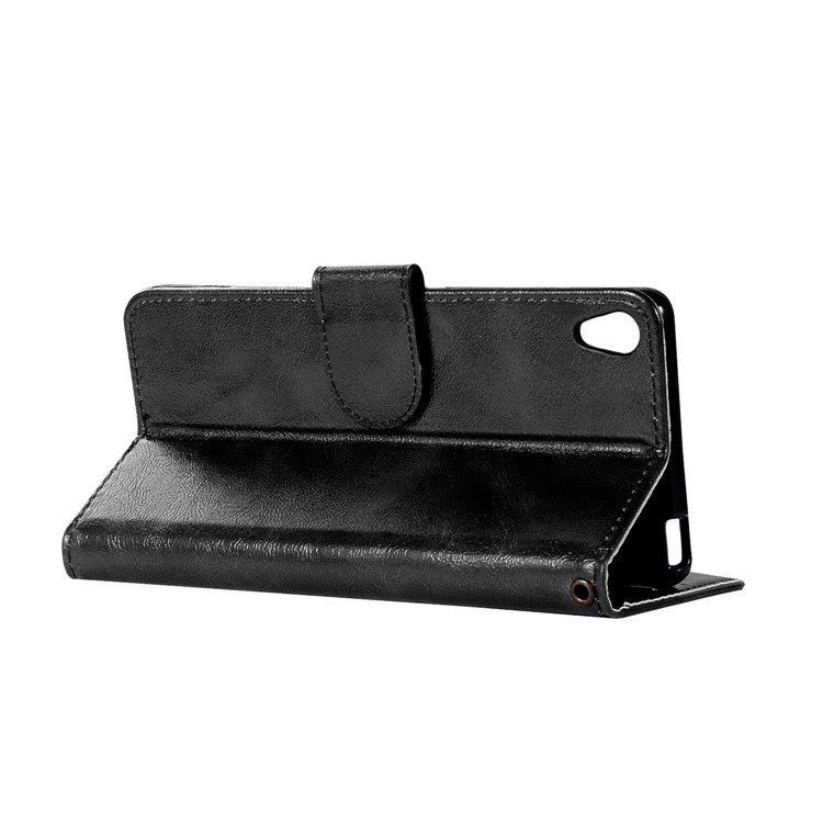 Premium Vintage PU Leather Wallet Case for Sony Xperia L1 - Black-6