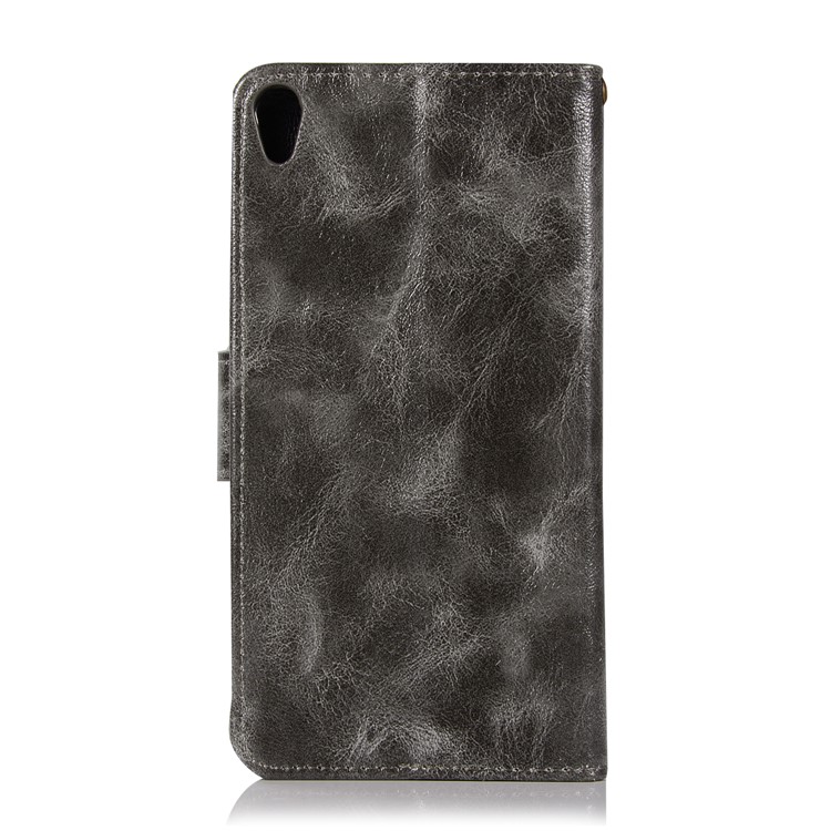 Premium Vintage PU Leather Wallet Cover for Sony Xperia L1 - Grey-3