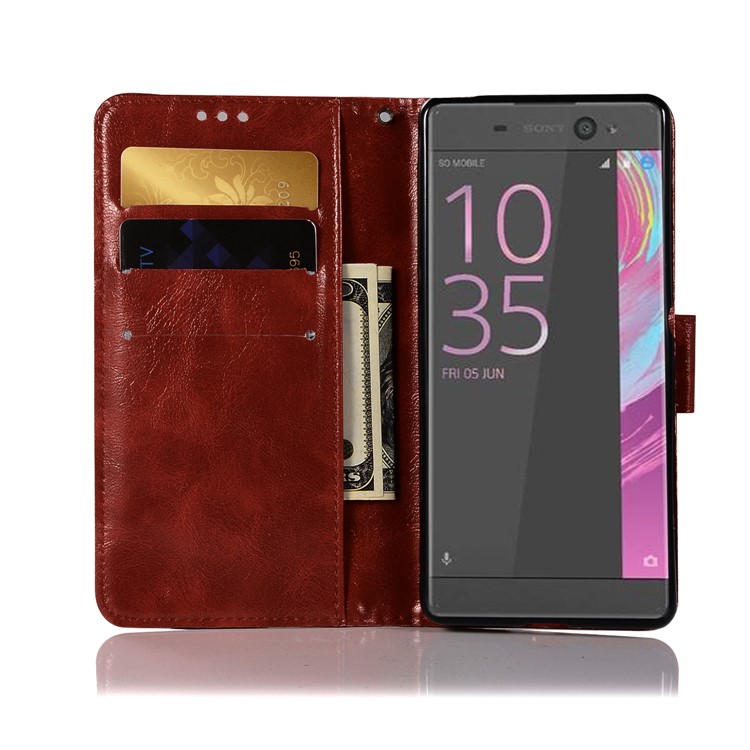 Premium Vintage PU Leather Wallet Protective Case for Sony Xperia L1 - Wine Red-4