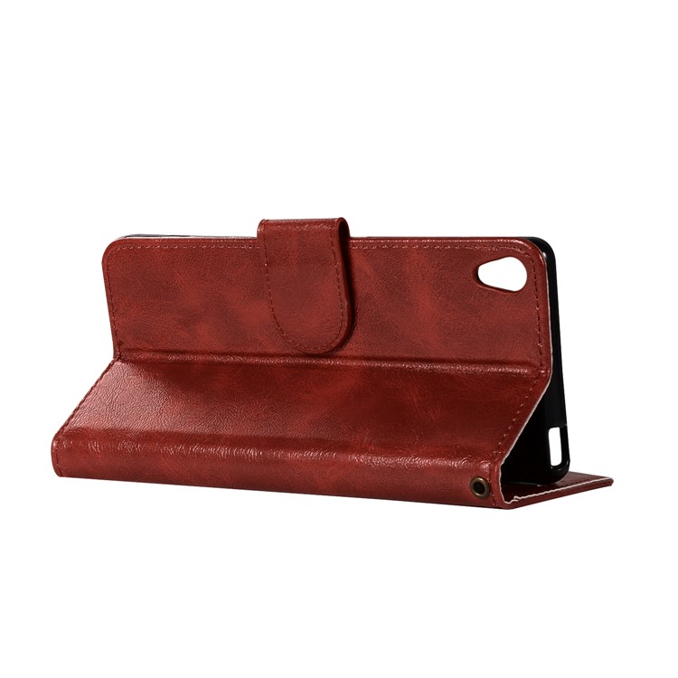 Premium Vintage PU Leather Wallet Protective Case for Sony Xperia L1 - Wine Red-6