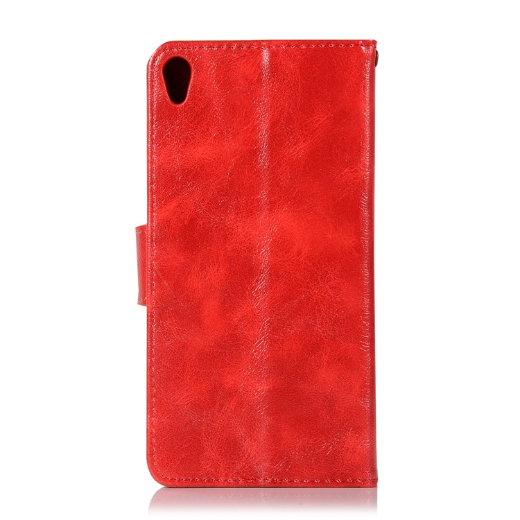Premium Vintage PU Leather Wallet Case Cover Shell for Sony Xperia L1 - Red-3
