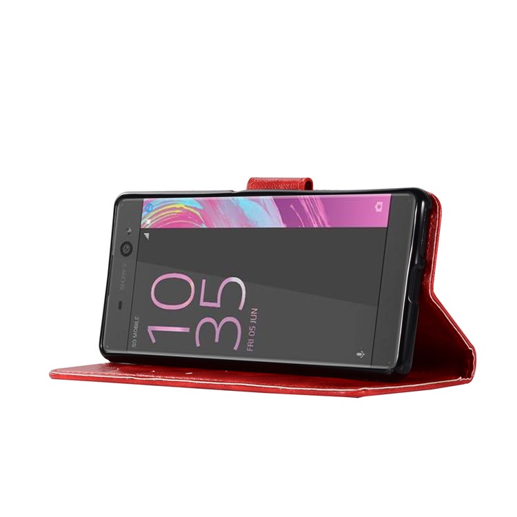 Premium Vintage PU Leather Wallet Case Cover Shell for Sony Xperia L1 - Red-5