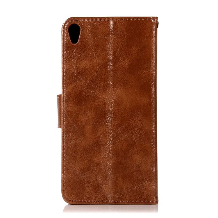 Premium Vintage PU Leather Wallet Stand Shell Case for Sony Xperia L1 - Coffee-3