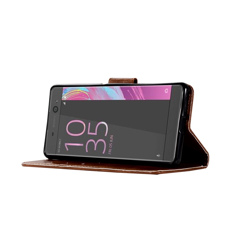 Premium Vintage PU Leather Wallet Stand Shell Case for Sony Xperia L1 - Coffee-5