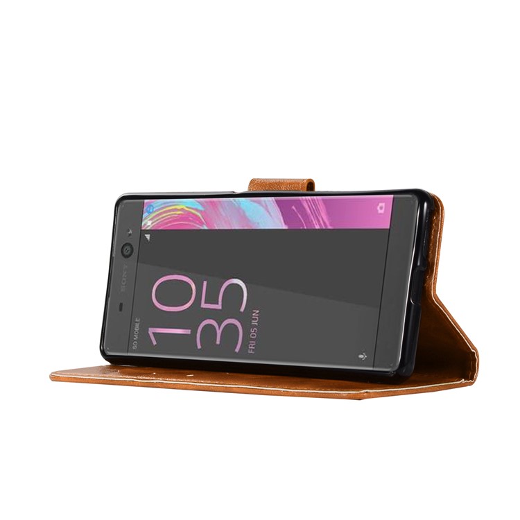 Premium Vintage PU Leather Wallet Cover Shell for Sony Xperia L1 - Brown-5