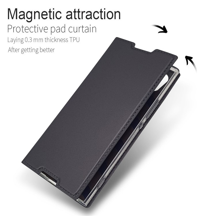 Magnetischer Adsorption Stand Leder Kartenhalter Abdeckung Zubehör Für Sony Xperia XA1 - Schwarz-4