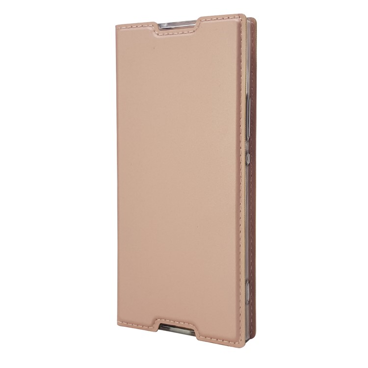 Magnetic Adsorption Stand Leather Card Holder Phone Casing for Sony Xperia XA1 - Rose Gold-10