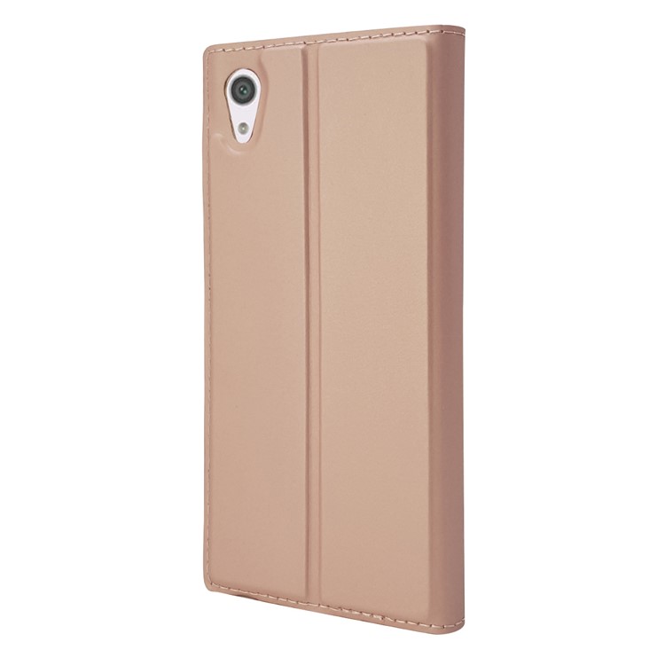 Magnetic Adsorption Stand Leather Card Holder Phone Casing for Sony Xperia XA1 - Rose Gold-11
