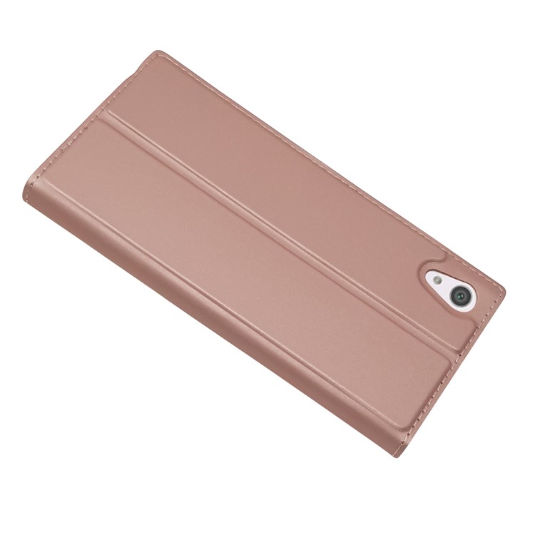 Magnetic Adsorption Stand Leather Card Holder Phone Casing for Sony Xperia XA1 - Rose Gold-6
