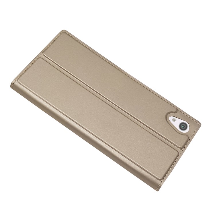 For Sony Xperia XA1 Magnetic Adsorption Stand Leather Card Holder Protective Case - Gold-5