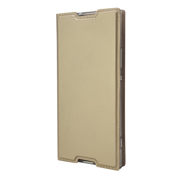 For Sony Xperia XA1 Magnetic Adsorption Stand Leather Card Holder Protective Case - Gold-8