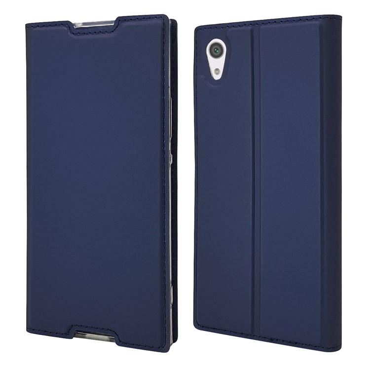 Magnetic Adsorption Leather Card Holder Cover with Stand for Sony Xperia XA1 - Dark Blue-3