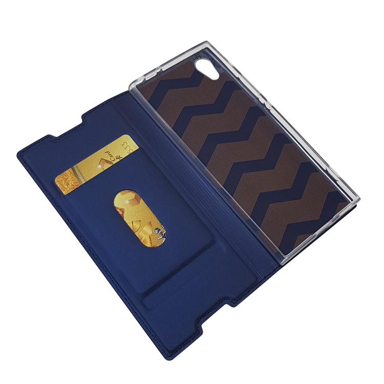 Magnetic Adsorption Leather Card Holder Cover with Stand for Sony Xperia XA1 - Dark Blue-6