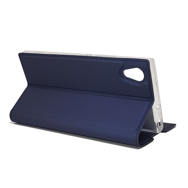 Magnetic Adsorption Leather Card Holder Cover with Stand for Sony Xperia XA1 - Dark Blue-7
