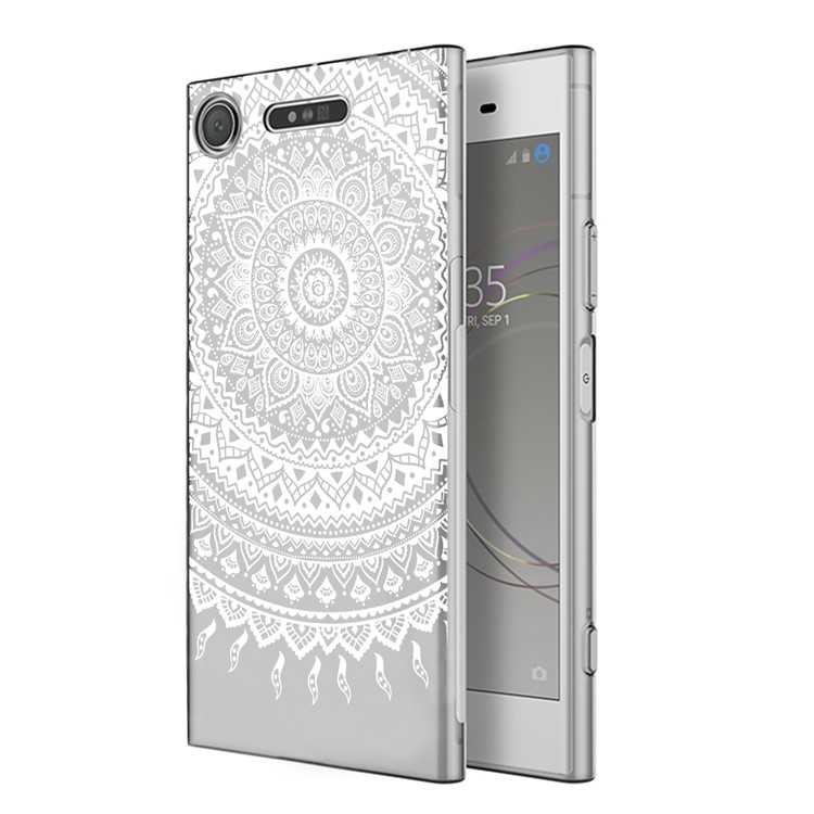Mandala Flower TPU + PC Hybrid Mobile Shell for Sony Xperia XZ1 - White-1