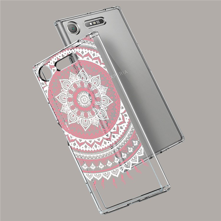 Mandala Flower TPU + PC Hybrid Cell Phone Cover for Sony Xperia XZ1 - Pink-4