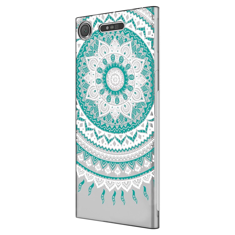 Mandala Flower TPU + PC Hybrid Cover Case for Sony Xperia XZ1 - Cyan-2