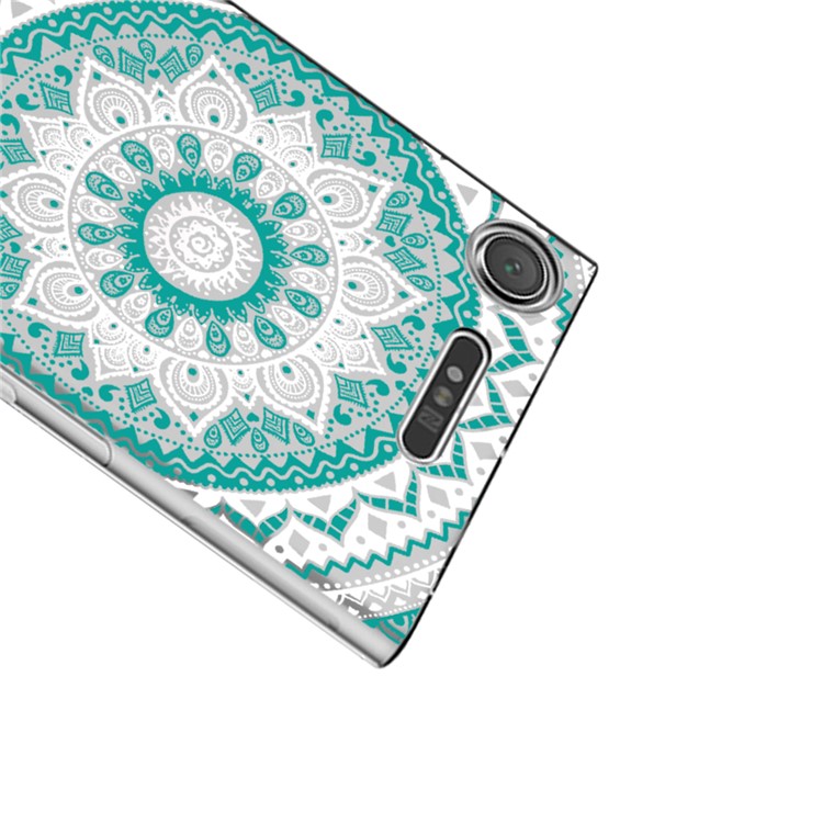 Mandala Flower TPU + PC Hybrid Cover Case for Sony Xperia XZ1 - Cyan-3