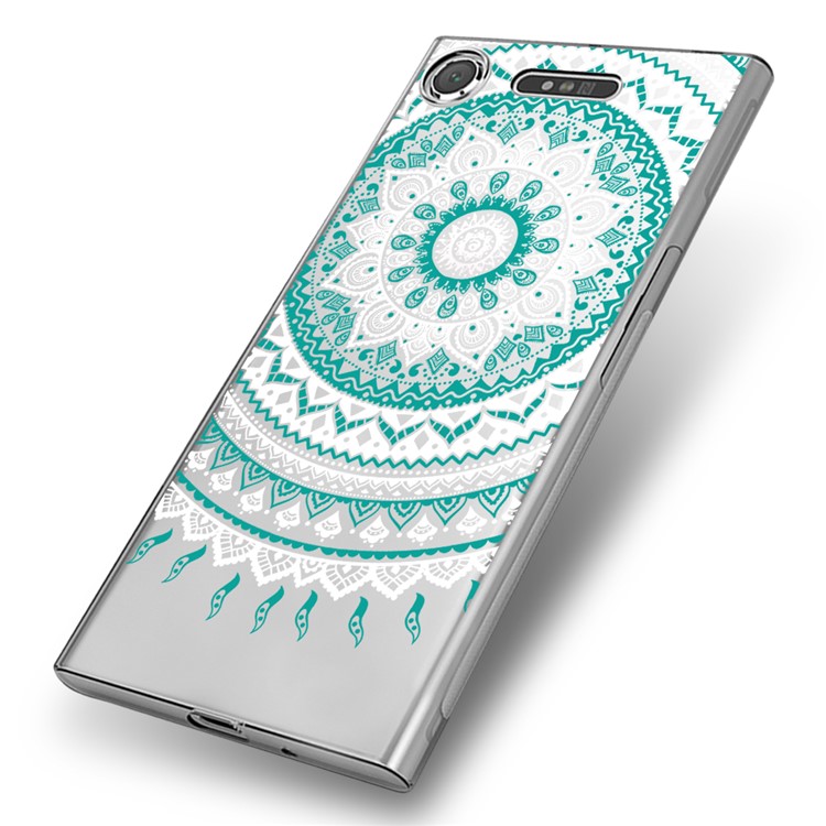 Mandala Flower TPU + PC Hybrid Cover Case for Sony Xperia XZ1 - Cyan-5