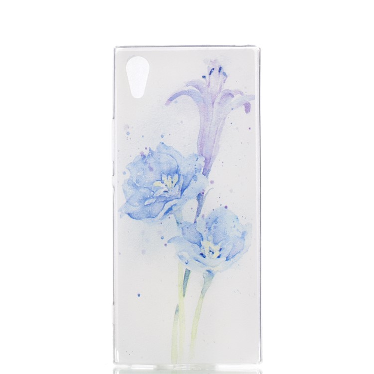 Pattern Printing TPU Cell Phone Case for Sony Xperia XA1 - Blue Flowers-1