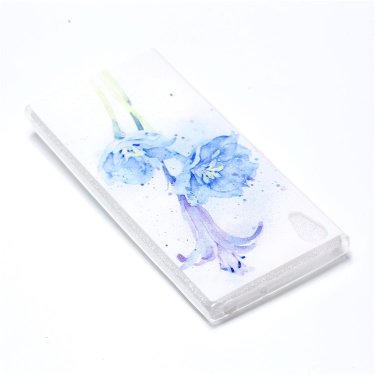 Pattern Printing TPU Cell Phone Case for Sony Xperia XA1 - Blue Flowers-4